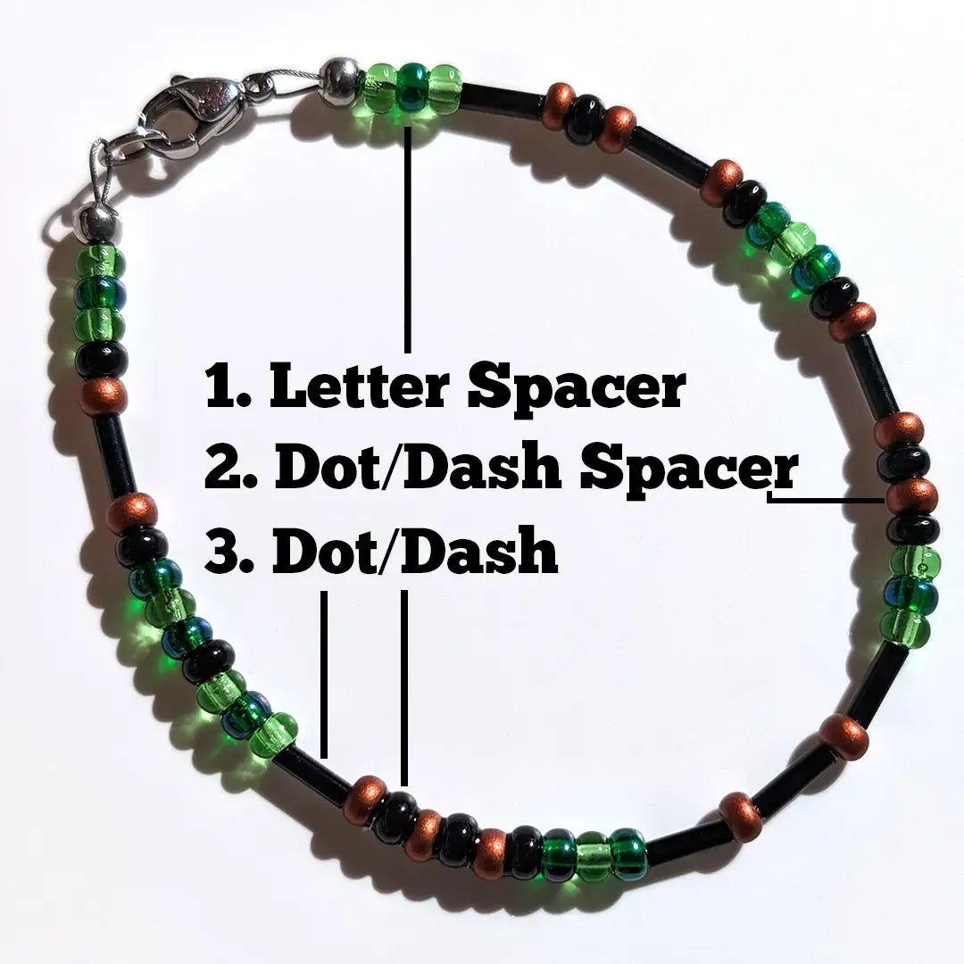 Custom Morse Code Bracelet - Shamrock